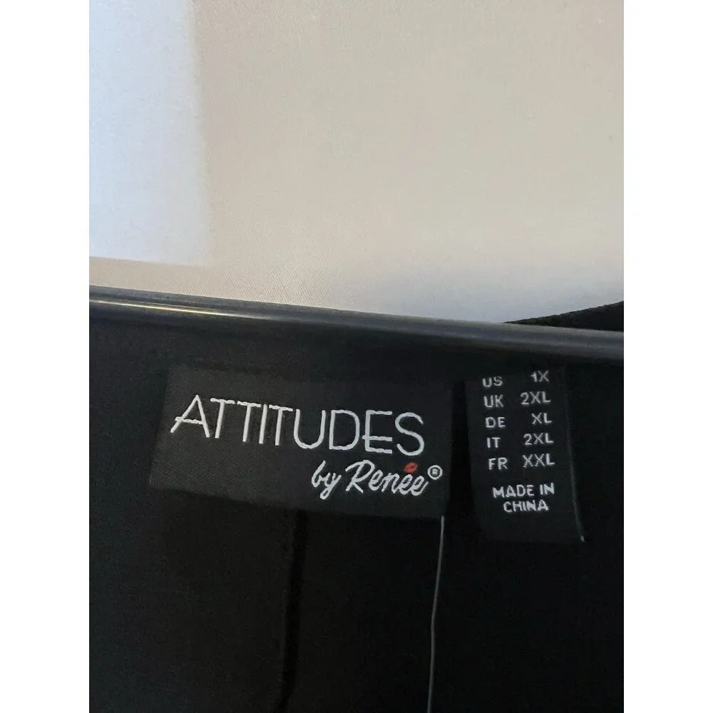 Attitudes by Renee Women Maxi Dress Tie Front Black Plus Size 1X Sleeveless New - Picture 5 of 11